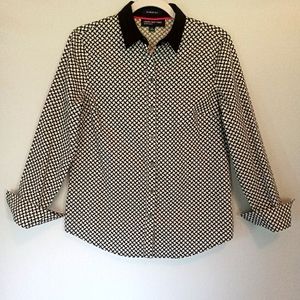 Jones New York Signature Blouse- Size XS - Black/White Print